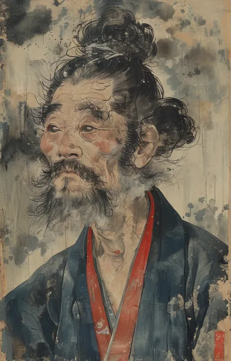 masterpiece,best quality,<lora:tbh162-sdxl:0.9>,illustration,style of Kawanabe Kyosai, portrait of noble man