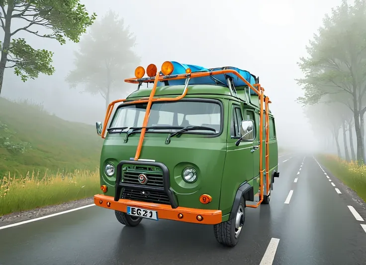 obc21 Van <lora:21_vehicle_obc21:1.0> on a road, 
outside, wispy,
nature at background, professional, realistic, high quality,
Foggy with limited visibility, <lora:general_vehicle:-0.10>