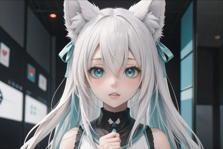 (masterpiece),best quality,anime screencap,anime coloring,anime style,1girl,animal ears,virtual youtuber,shirakami fubuki,solo,blush,fox ears,heart,braid,white hair,animal ear fluff,twitter username,long hair,bangs,trembling,sidelocks,fox girl,extra ears,h...