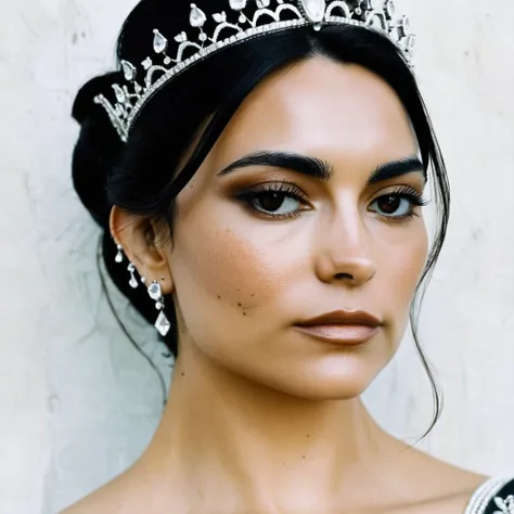 (Skin texture),High quality closeup face portrait photo, analog, film grain, actress dressed as a medieval queen with a delicate diamond tiara,regal, , kyxsantoro,   <lora:kyrsantoro_juggerX_xl_1_st_wocap_merger_28_50_92-02_03_05-kyxsantoro:1>