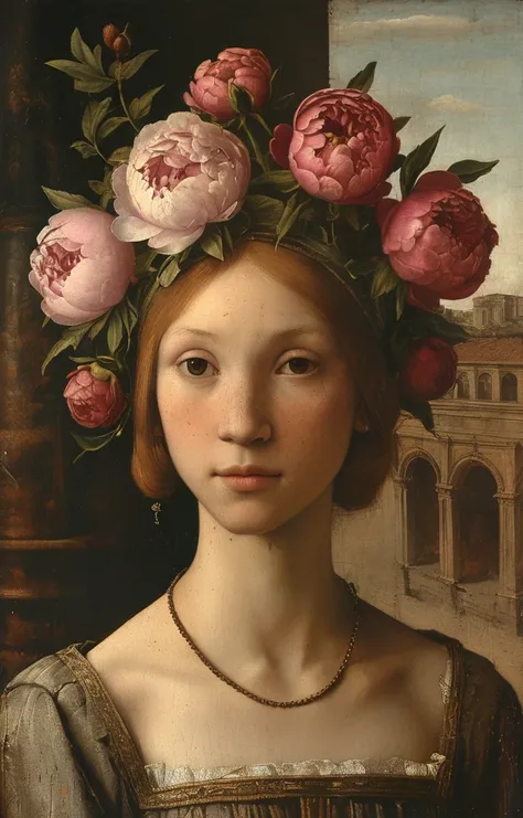 masterpiece,best quality,<lora:tbh184-sdxl:0.8>,illustration,style of Antonello da Messina, decaying peonies