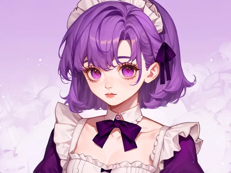 score_9, score_8_up, score_7_up, score_6_up, score_5_up, score_4_up,
<lora:cute_style_pony_v2:0.8>,CuteStyle,cuteeyes,
1girl,solo,maid,purple theme