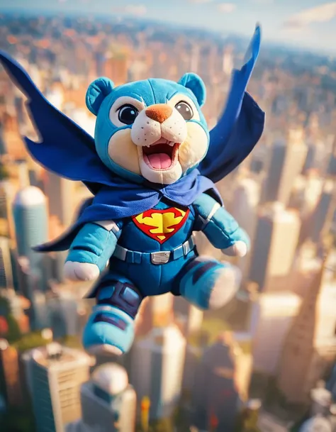 score_9, score_8_up, score_7_up,
rating_safe,
feral,mammal,a fat bear, cape, superhero, ((flying)), above skyscrapers, wind, dynamic, motion blur, city background, 
dynamic pose,dramatic view, pov,
<lora:woafu_plushify_pony:0.5> plushify, character stuffed...