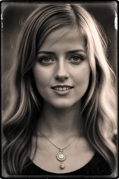 AbigaileJ_SoloTI_v1,
happy,smile,
<lora:add_detail:0.6>, a woman, perfect hair, posing, (vintage photo, tunic), (closeup portrait), necklace, 24mm, (tintype), (analog, cinematic, film grain:1.3), ((plaing Charcoal Gray background, gradient)), ((detailed ey...