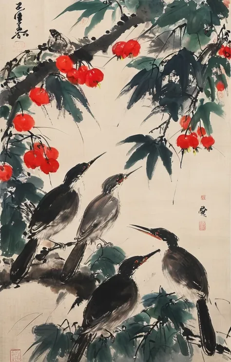 masterpiece,best quality,<lora:tbh170-sdxl:0.9>,illustration,style of Qi Baishi