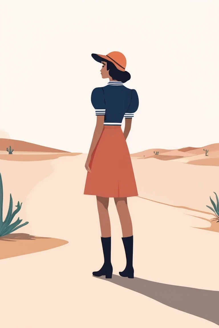 flvcil09 style <lora:style_09_sleek_sharpie_l0-x_flvcil09_style:1>, woman cluseup  standing, 
sailor, ignorant,
Desert highway and endless horizon, 
high quality, masterpiece, highres,