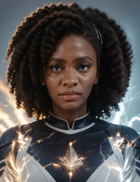 <lora:Photon_The_marvels:0.7> photon, portrait, beautiful woman, looking at the viewer, afro, glowing, energy, white eyes, dark skin, score_9, score_8_up, score_7_up, score_6_up, score_5_up, score_4_up