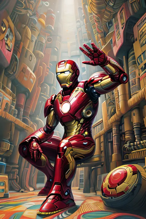 masterpiece,best quality,<lora:tbh181-:1>,illustration,style of Chris Dyer,iron man