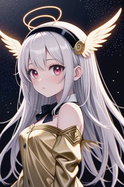 (((masterpiece))),(((crystals texture Hair))),(((((extremely detailed CG))))),((8k_wallpaper)), (1 girls:1.5),big top sleeves, floating,beautiful detailed eyes, overexposure, side blunt bangs, buttons, bare shoulders,(cute),light shafts, soft focus, charac...