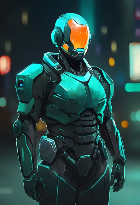 Note: Im assuming you want me to respond in the same format as your prompt.
Futuristic Armored Soldier, digital art, by Mark Kolobaev, tags: futuristic soldier, teal lighting, sci-fi armor, helmet, glowing elements, serious expression, bokeh lights, dark b...