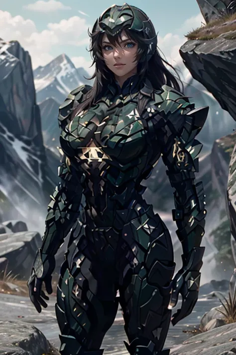 <lora:HXarmour_074:0.9>,mountain,Standing with hand on hip,, hxarmour,1girl,(green armour:1.3),, ultra-detailed,extremely delicate and beautiful,(by exquisite colors block),masterpiece,best quality,unreal engine 5 rendering,movie light,movie lens,movie spe...