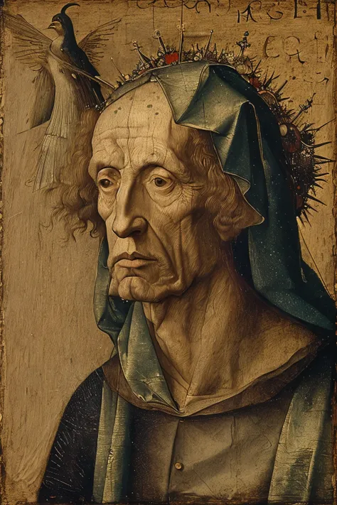 masterpiece,best quality,<lora:tbh189-:1>,style of  Hieronymus Bosch, portrait of noble man