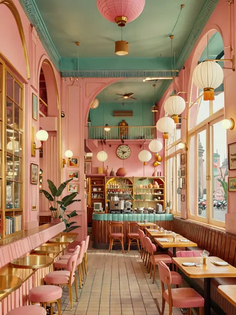 Fresh Ideas@Wes Anderson's restaurant,_SDXL