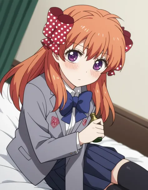 score_9, score_8_up, score_7_up, source_anime,
chiyosakura, <lora:chiyo-sakura-s1-ponyxl-lora-nochekaiser:1>,
chiyo sakura, long hair, bow, purple eyes, hair bow, orange hair, polka dot, polka dot bow,
skirt, thighhighs, school uniform, pleated skirt, zett...