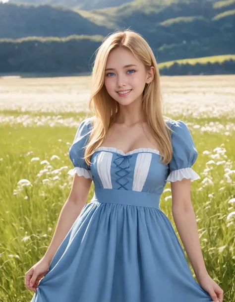 1girl, solo,
(Best quality:1.0),(masterpiece:1.0),photorealism,
cowboy shot,
(blonde hair:1.1), (blue eyes),
long hair,
(medium breasts:1.1),
slender,
BREAK
(European:1.2),
dirndl,field,outdoors,windmill,
smile,
18yo,,