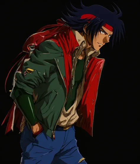 <lora:Domon_Kasshu_from_Mobile_Fighter_G_Gundam:0.9> domon kasshu, anime style, male, wearing jacket, 
hd, high resolution, 4k, 8k, masterpiece