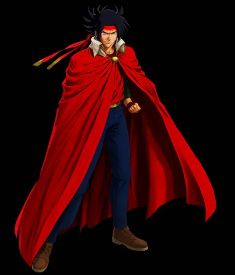 <lora:Domon_Kasshu_from_Mobile_Fighter_G_Gundam:0.9> domon kasshu, anime style, male, wearing red cape, 
hd, high resolution, 4k, 8k, masterpiece