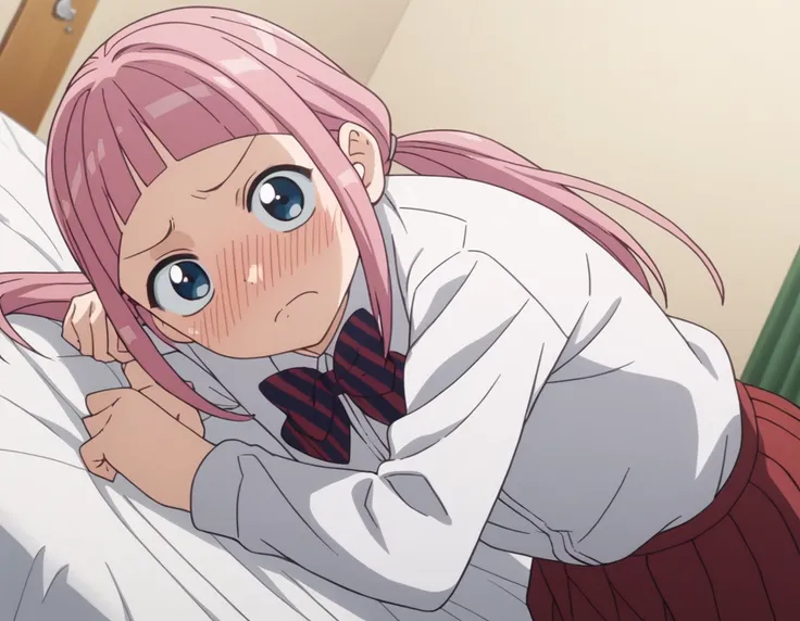 score_9, score_8_up, score_7_up, source_anime,
makeruyadano, <lora:makeru-yadano-s2-ponyxl-lora-nochekaiser:1>,
makeru yadano, long hair, bangs, ponytail, pink hair, twintails, blunt bangs, blue eyes,
skirt, shirt, long sleeves, bow, school uniform, white ...