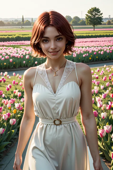 ((ultra detailed, masterpiece, absurdres))
 <lora:DPLHTanya:0.8>
DPLHTanya, 1girl, short hair, red hair, brown eyes, in a field of tulips, golden hour, elegant dress, smiling