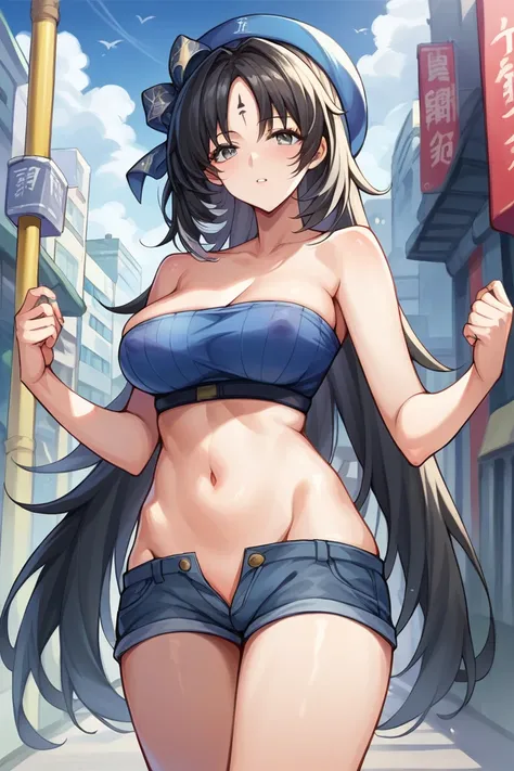 score_9, score_8_up, score_7_up, score_6_up, score_5_up, score_4_up, rating_questionable, , source_anime, digital illustration, pixiv, fanbox, uncensored, , BREAK, official art,
1girl, solo, mature female, yangyang, long hair, grey eyes, black hair, hat, b...