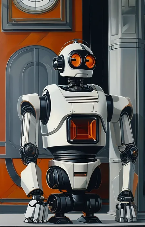 masterpiece,best quality,<lora:tbh205-sdxl:0.9>,illustration,style of Catherine Abel portrait of Housework robots