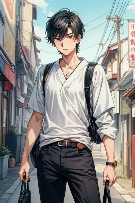 (((best quality, masterpiece, ultra-detailed))),((Japanese anime style, perfect anime quality, extremely detailed CG)),1boy,slim Asian boy,27-years-old male,solo,male focus,<lora:pcm_sd15_normalcfg_16step:1>,<lora:add_detail 3:0.5>,random casual outfit,