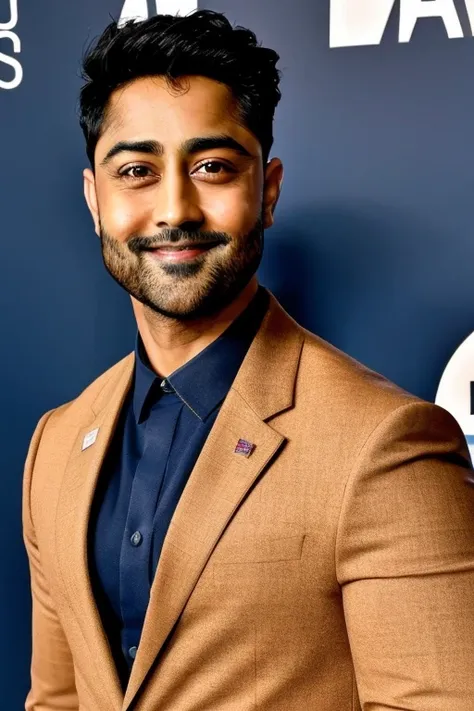 <lora:Manish_Dayal_Lora-10:0.9>, manish dayal, wearing a suit, portrait, office background