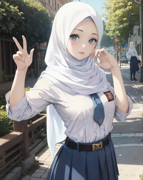 Indonesian High School Uniform with Hijab