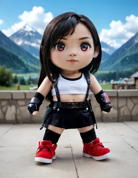 <lora:tifa:0.9>
<lora:woafu_plushify_pony:0.6> ((plushify, character stuffed toy, chibi))
1girl wearing t1fa outfit,red footwear...