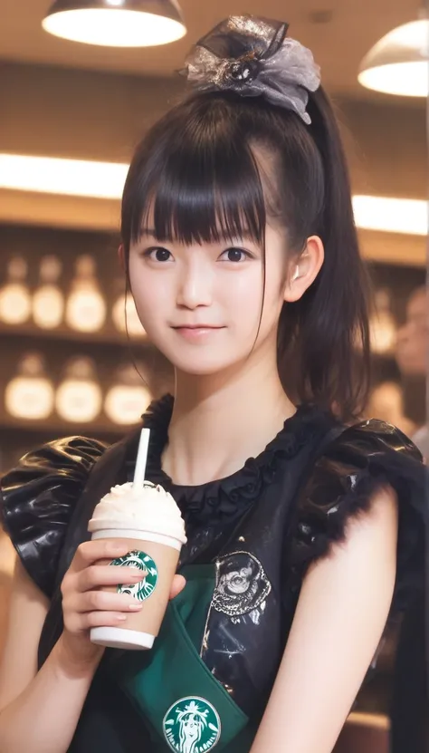 score_9,score_8_up,score_7_up,1girl, black hair, ponytail, detailed face, detailed eyes, looking at viewer,suzukaPNY,suzuka nakamoto,(smile:0.5),wearing a dress,cafe,starbucks, 
<lora:suzukaPNY3:1>