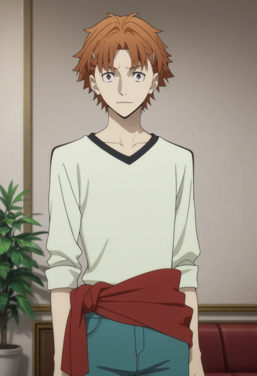 score_9, score_8_up, score_7_up, score_6_up, highly detailed, masterpiece, best quality,detailed,intricate details, amazing quality, best aesthetic, absurdres,source_anime,
Junichirou Tanizaki, orange hair, orange eyes,
hairclip,
1boy,
male focus,
clothes ...