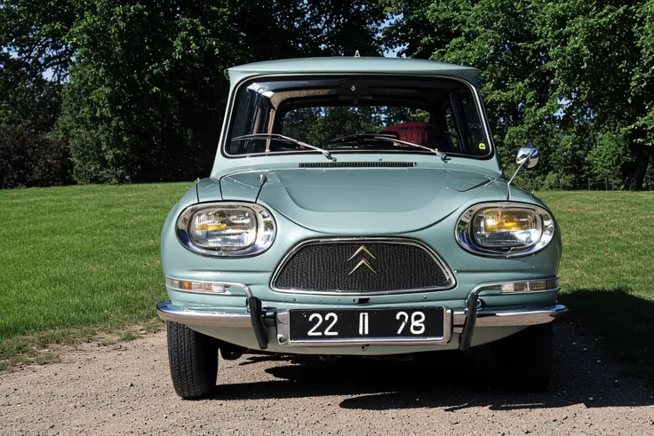 citroenami1970s, ground vehicle, car, vehicle focus, no humans, high detail photography, sharp focus