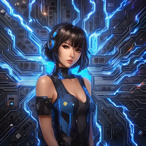 iccircuitart,electric blue theme, <lora:iccircuitart:1>, portrait of an anime person, aesthetic, wlop, trending on artstation, deviantart, anime key visual, 8k uhd