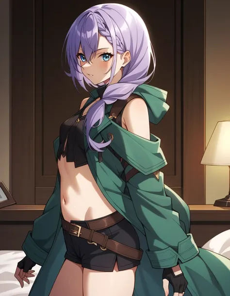 score_9, score_8_up, score_7_up, source_anime, uncensored, <lora:StS_detail_slider_v1:3>, zPDXLxxx, <lora:Luna_PONYXL_VexVexX:1>, Luna, blue eyes, purple hair, long hair, braid, hair over shoulder, hair between eyes, bangs, small breasts, coat, green coat,...