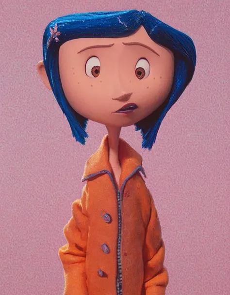 <lora:coraline_pony:1> coraline, 1girl, short hair, blue hair, freckles, hair ornament, brown eyes, hairclip, ( zPDXL BREAK , score_9, score_8_up, score_7_up:1)