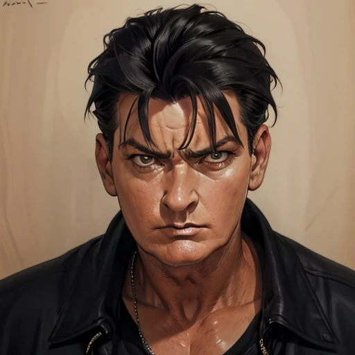 1boy, man, charliesheen, portrait, focus on face, solo, (angry:0.7), looking at the viewer, <lora:Charlie_Sheen:1>