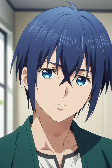 score_9, score_8_up, score_7_up, , rating_safe, intricate details, anime screencap, anime coloring, , looking at viewer, depth of field, 1boy, solo, male focus, <lora:reito_mizuhara_pony:0.78>, reito_mizuhara, blue hair, blue eyes, short hair, hair between...