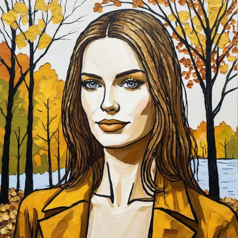 (abstract) sketch of a woman in the fall season, oil on canvas, mxrbbie,  <lora:marobbie_2016_juggerx_xl_2_st_wocap-mxrbbie-0000...