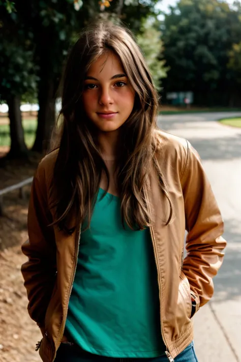 <lora:Eve:0.8> full color picture of a young woman, wearing a jacket, natural light, RAW photo, subject, 8k uhd, dslr, soft lighting, film grain, Fujifilm XT3, Nikon D850