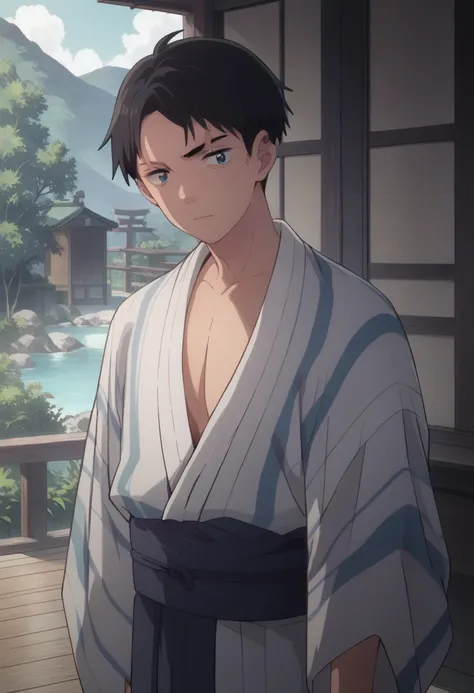 score_9, score_8_up, score_7_up, score_6_up, detailed, cowboy shot,best quality ,source_anime, male focus,
mizuki, black hair, blue eyes,japanese clothes, kimono, scar on eye, 1boy, solo<lora:EMS-406073-EMS:1.000000>