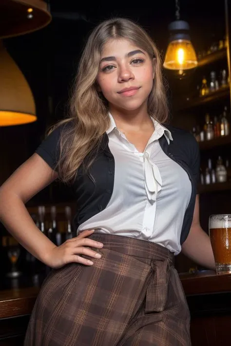 DEN_ivy_wilddivy,
(working in a dark atmospheric bar, working behind the bar, pulling pints, bar, dark wood bar, atmospheric, wearing a shirt and tie and skirt:1.2),
bokeh, f1.4, 40mm, photorealistic, raw, 8k, textured skin, skin pores, intricate details  ...