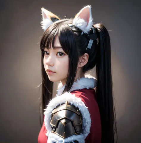 (masterpiece, best quality),(photorealistic:1.4),1 supercute kitty wear a origami gundam armor,fur,
((cute half-asian girl),twintails,upper body),from side,