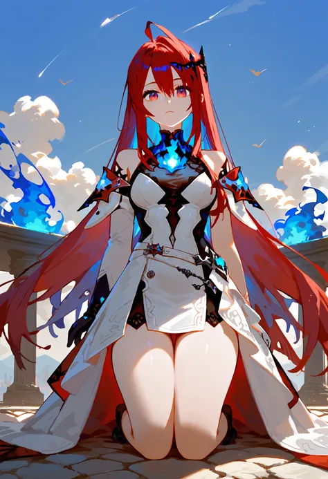 score_9, score_8_up, score_7_up, score_6_up,
erb1, 1girl, long hair, bare shoulders, gloves, dress, blue fire, sleeves, (from front:1.1), kneeling, thighs, outdoors, sky
BREAK <lora:KitsuneAi_ERBloodflame-XL_DoRA-V2-000005:1>