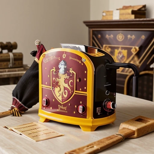 toaster,  <lora:Gryffindor2:1> gryffindor_pattern, gryffindor, toaster with gryffindor pattern