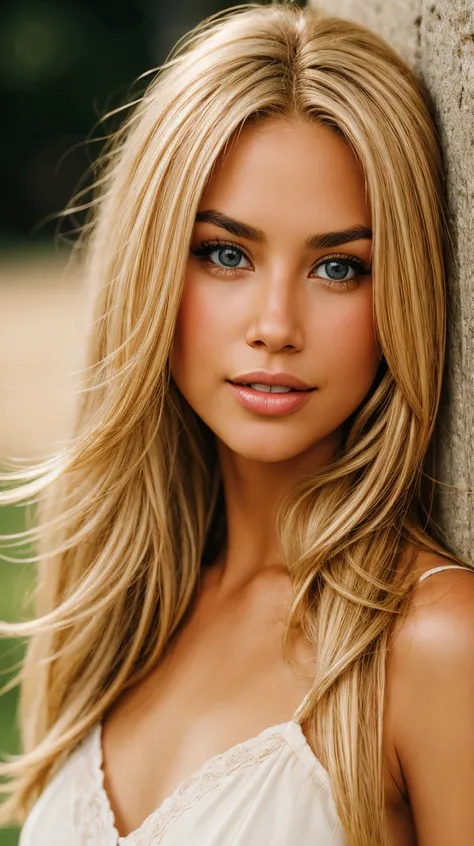 portrait <lora:sexy-australian:1> blonde long hair, brown eyes, tanned skin, high quality photography, hdr, smooth, sharp focus,...