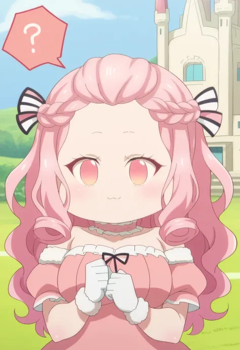 score_9, score_8_up, score_7_up, source_anime BREAK  cowboy shot, looking at viewer, solo, 
<lora:AliezeDwnstyPdxl:1>, Alieze_def, pink eyes, pink hair, curly hair, french braid, sidelocks, forehead, Alieze_def, pink eyes, pink hair, curly hair, french bra...