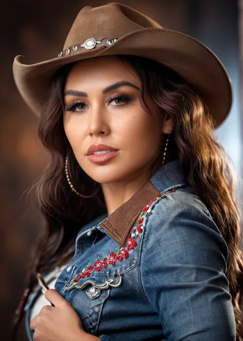 A captivating masterpiece of an woman, (((cowboy shot))), glamour, dramatic, studio lighting, looking at viewer, background blurred, 8k, <lora:MS_JenaLaRose_V1_SDXL:0.8>