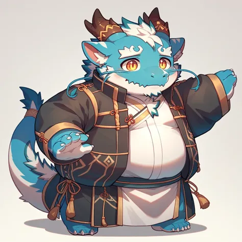 score_9,score_8 up,score_7 up,score_6 up,score_furry,hi res,
qinglong,chibi,cute,anthro,dragon,flesh whiskers,japanese clothing topwear,male,solo,horn,full body,overweight,blue body,bottomwear,overweight male,fur,clothed,kemono,blue fur,white body,<lora:Me...