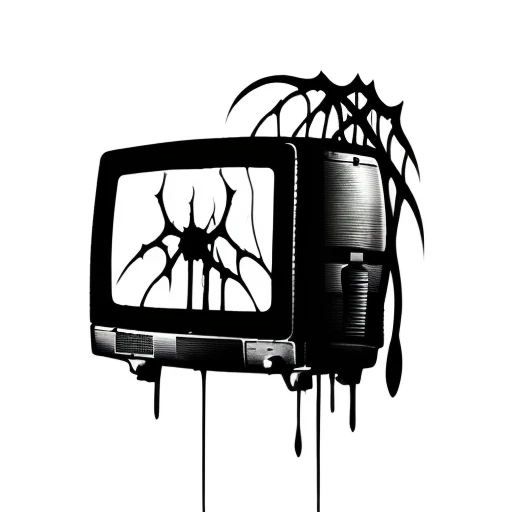 simple background, still life, grey background, tentacles, television, dripping, silhouette