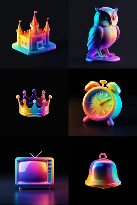 【Vibrant 3D icon】gradient effect on a black background XL